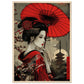 Poster Japonais Rouge ( 50x70-cm-Bois-clair)