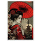 Poster Japonais Rouge ( 60x90-cm-Bois-blanc)