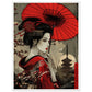 Poster Japonais Rouge ( 60x80-cm-Bois-blanc)