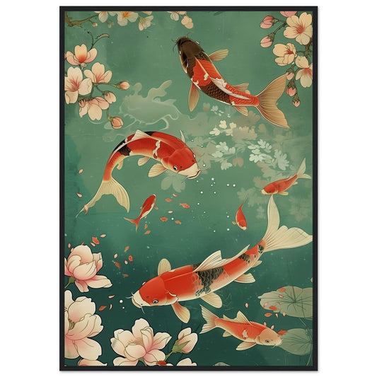 Poster Japonais d'Aquarium ( 70x100-cm-Bois-noir)