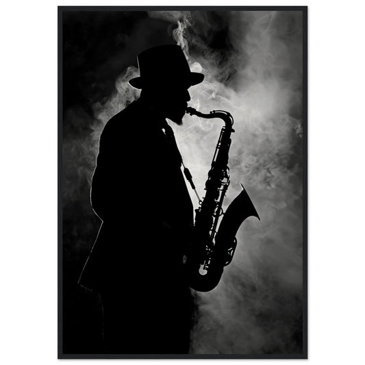 Poster Jazz Noir et Blanc ( 70x100-cm-Bois-noir)