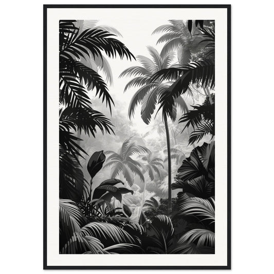 Poster Jungle Noir et Blanc ( 70x100-cm-Bois-noir)