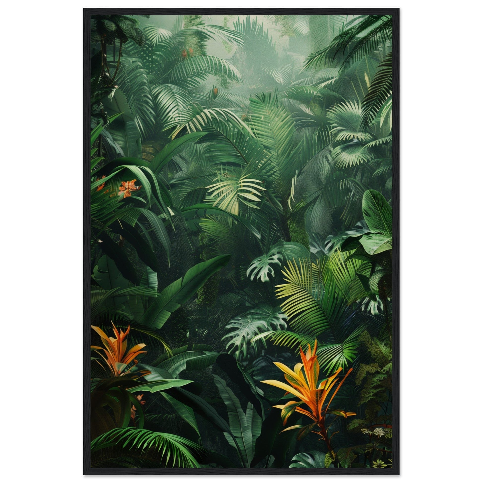 Poster Jungle ( 60x90-cm-Bois-noir)