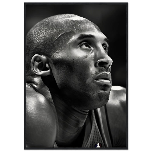 Poster Kobe Bryant Noir et Blanc ( 70x100-cm-Bois-noir)