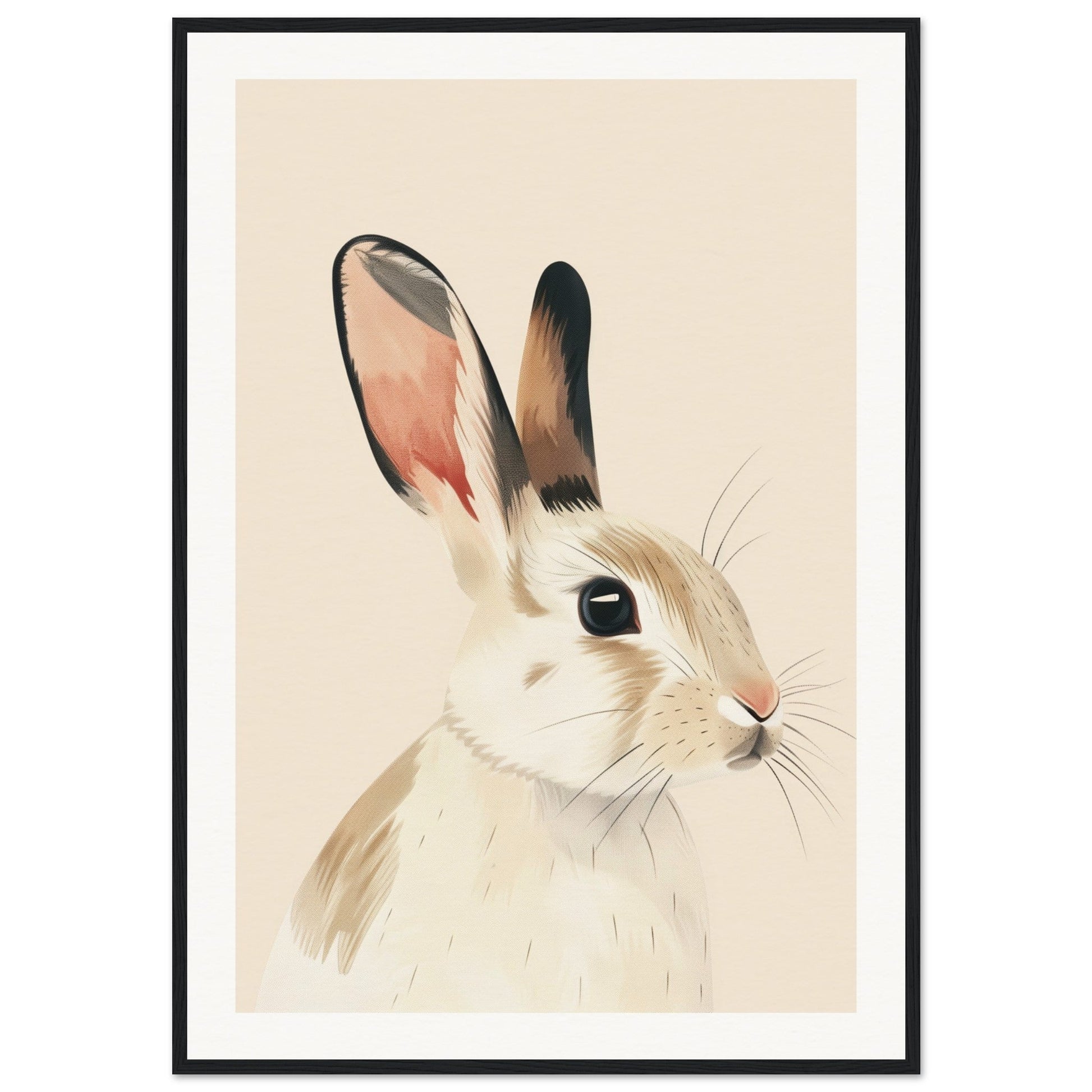 Poster Lapin Chambre Bébé ( 70x100-cm-Bois-noir)