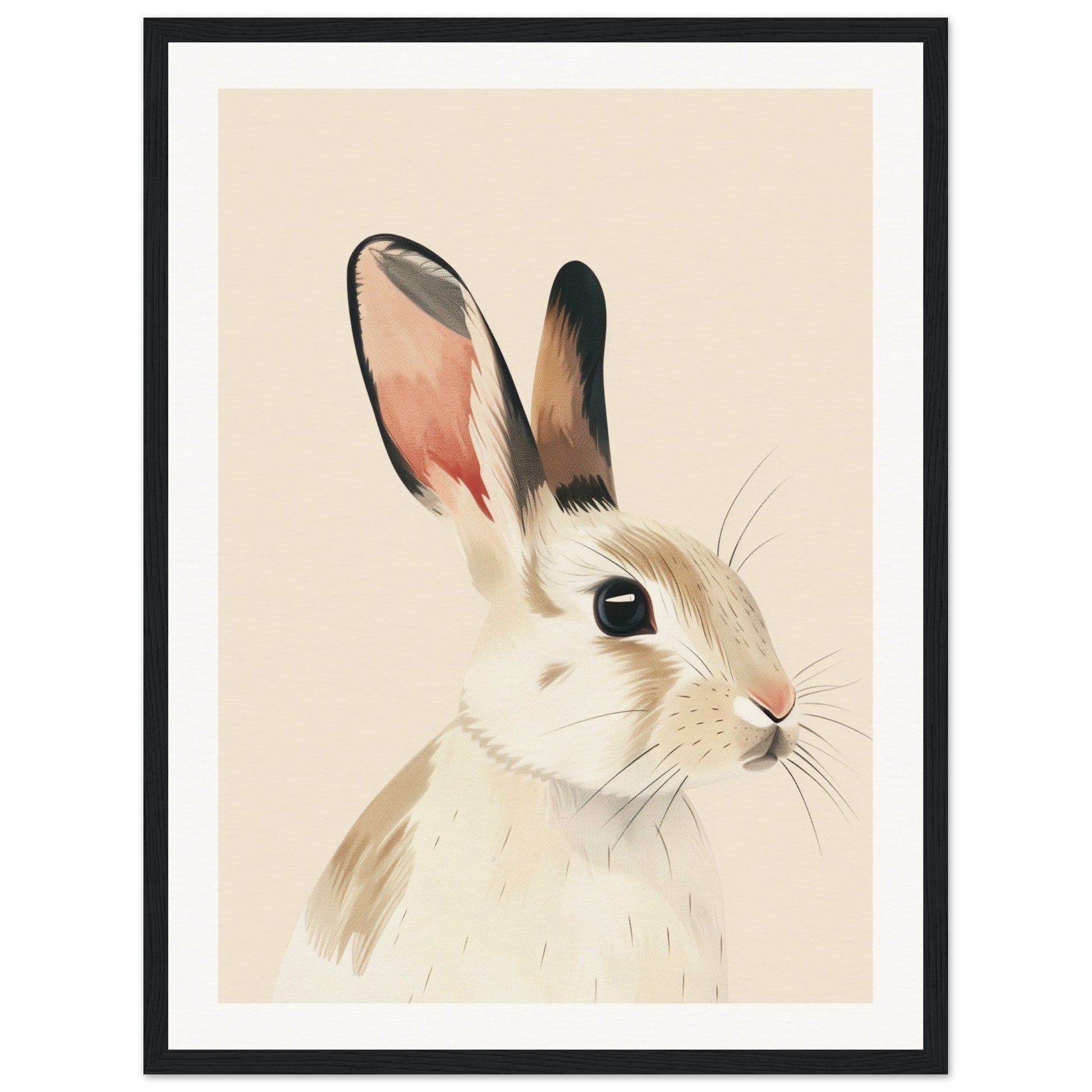 Poster Lapin Chambre Bébé ( 45x60-cm-Bois-noir)