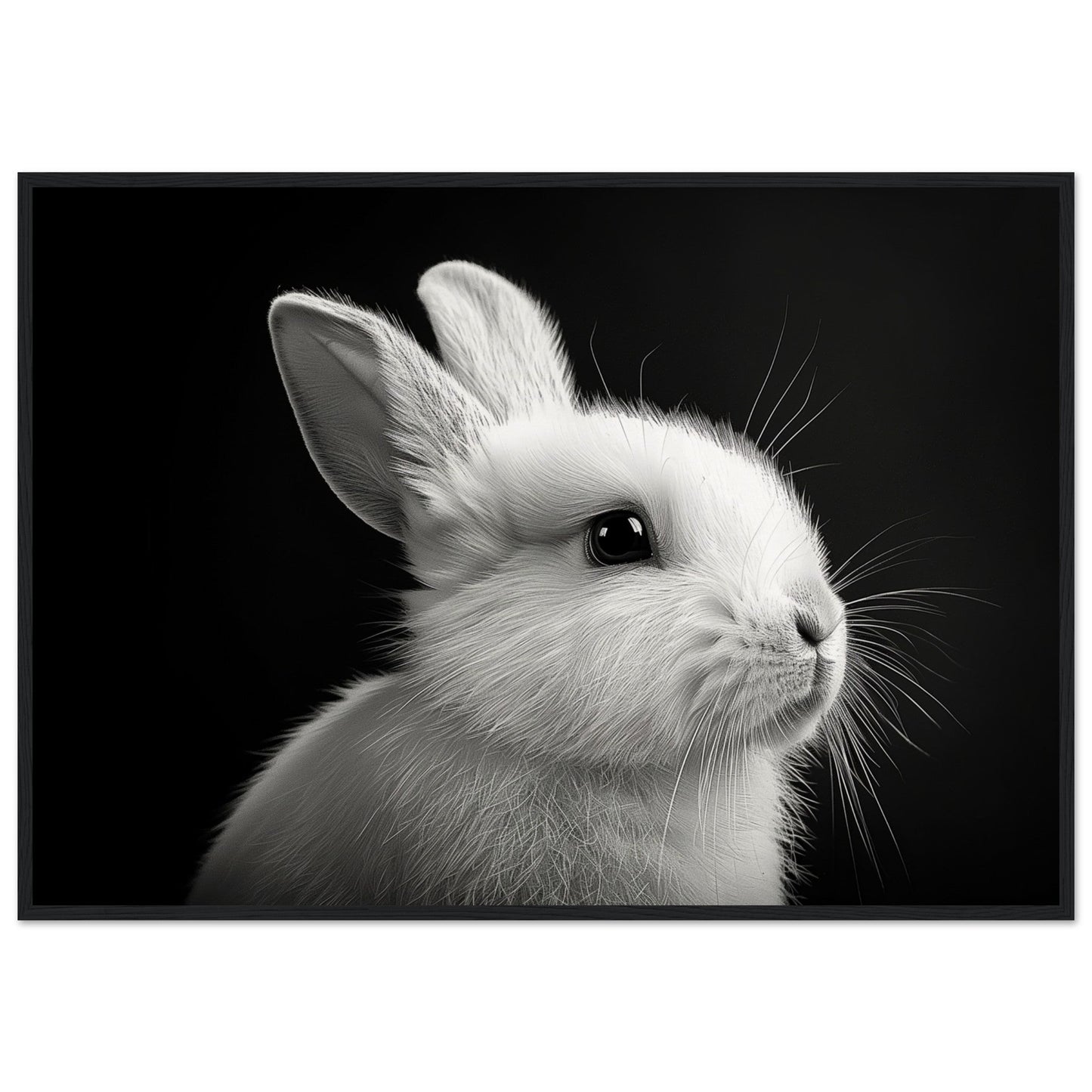 Poster Lapin Noir et Blanc ( 70x100-cm-Bois-noir)