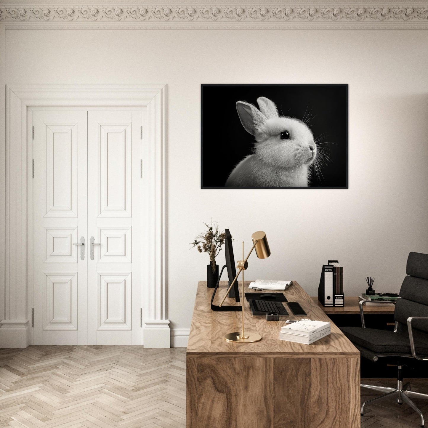 Poster Lapin Noir et Blanc ( )