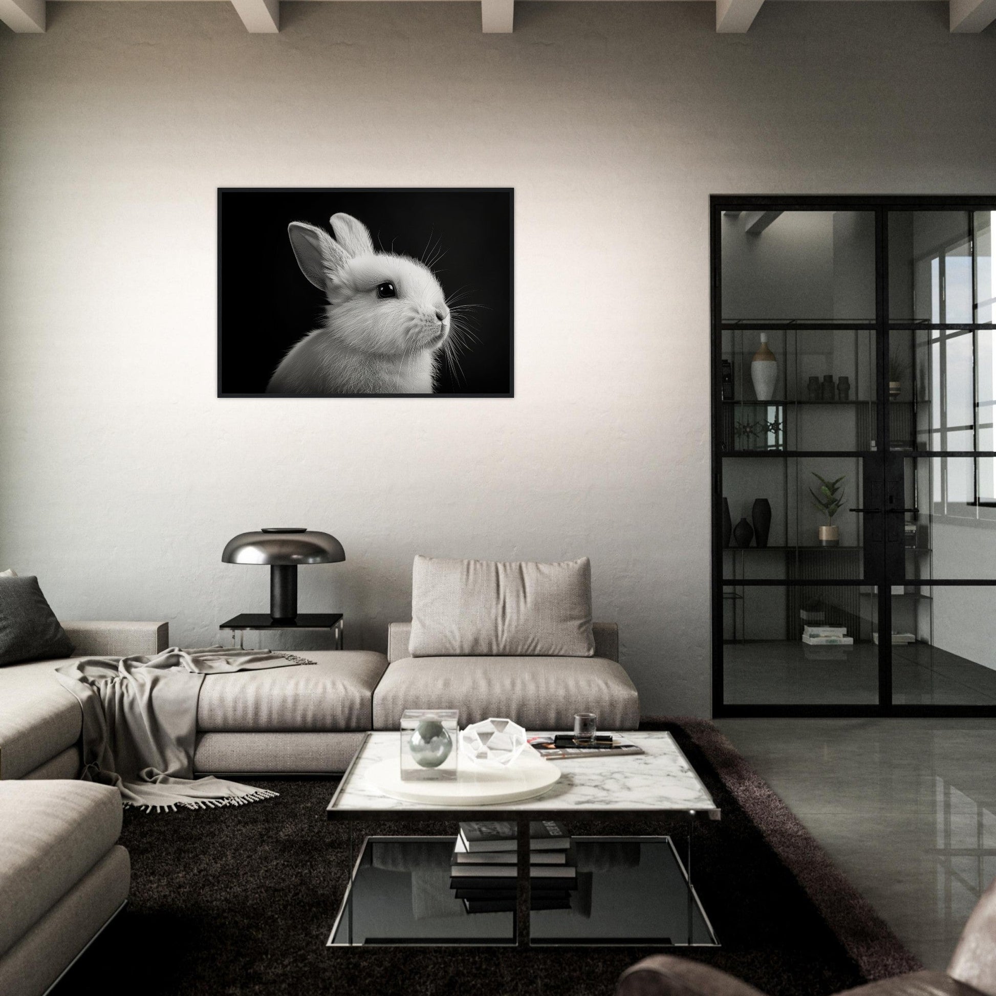 Poster Lapin Noir et Blanc ( )