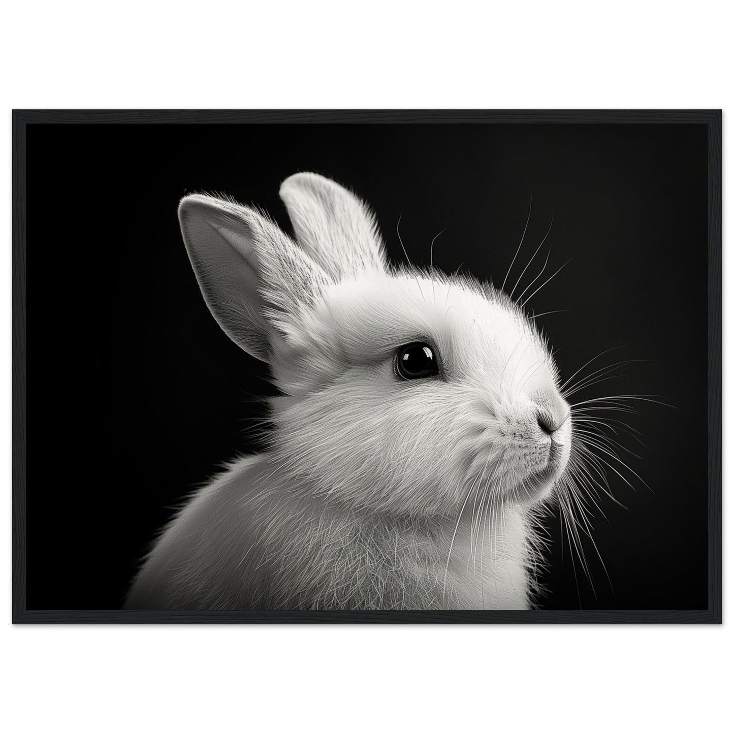 Poster Lapin Noir et Blanc ( 50x70-cm-Bois-noir)