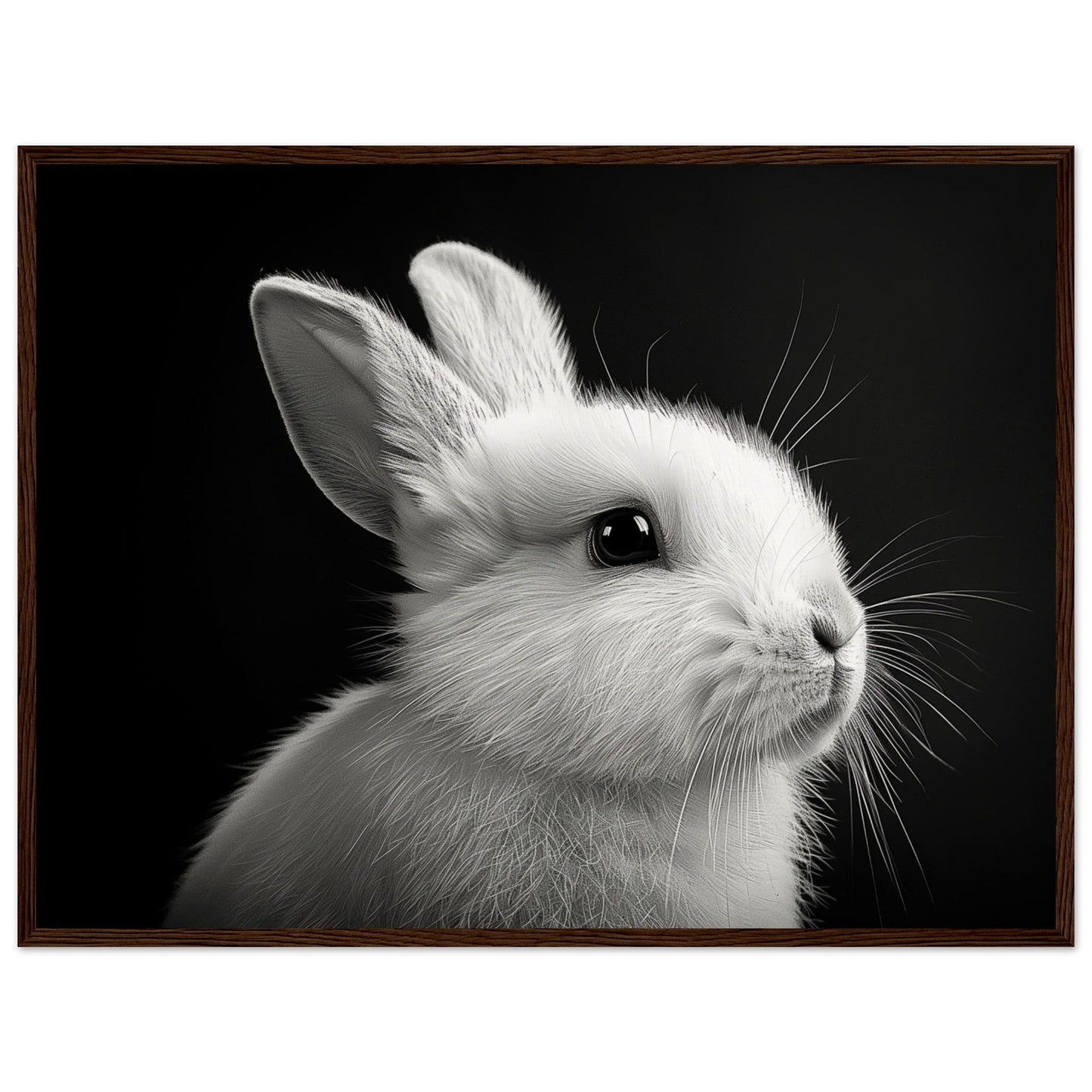 Poster Lapin Noir et Blanc ( 60x80-cm-Bois-foncé)