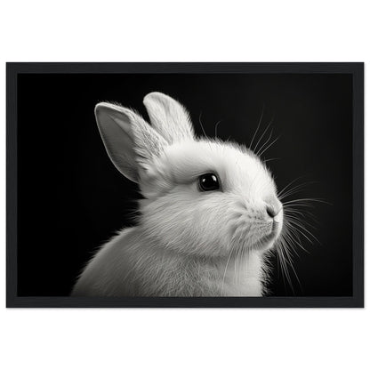 Poster Lapin Noir et Blanc ( 30x45-cm-Bois-noir)