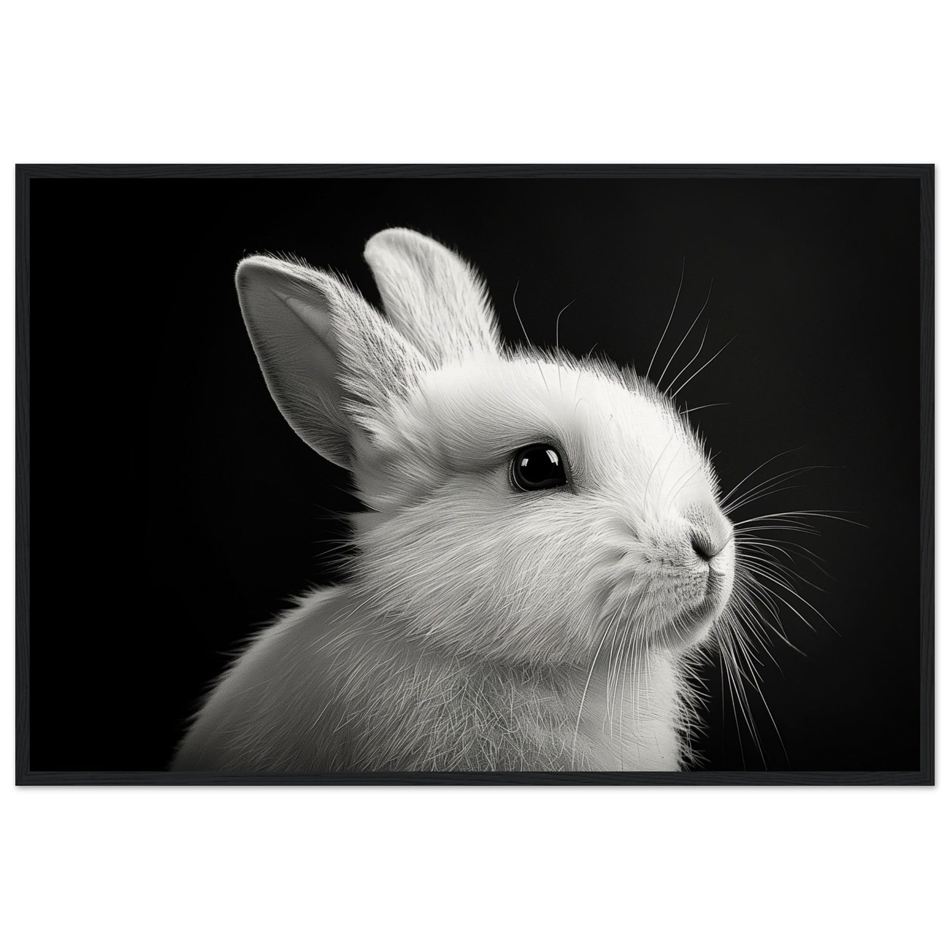 Poster Lapin Noir et Blanc ( 60x90-cm-Bois-noir)