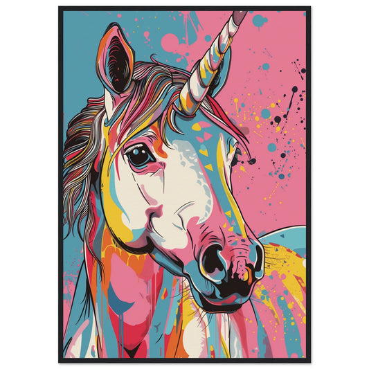 Poster Licorne ( 70x100-cm-Bois-noir)