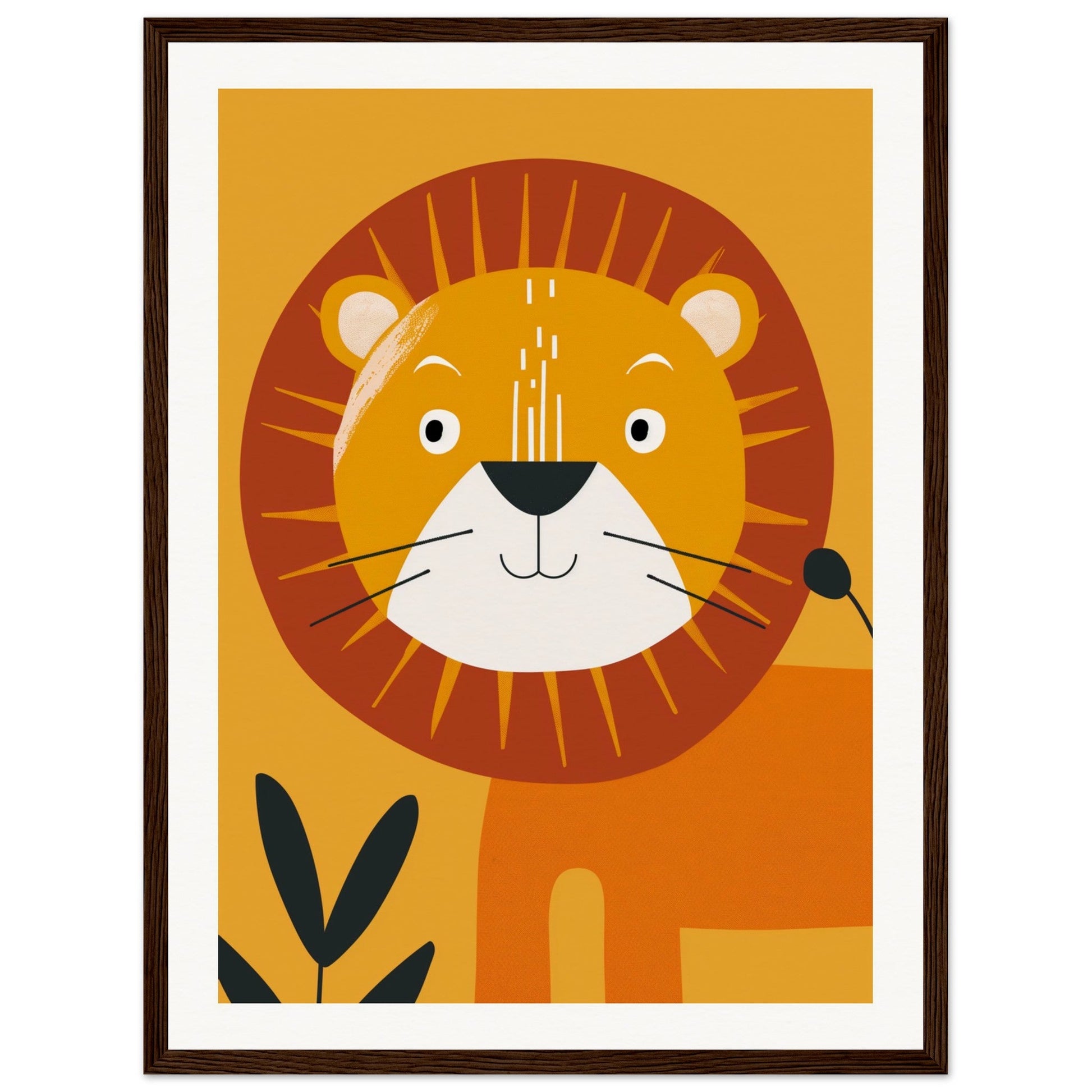 Poster Lion Bébé ( 45x60-cm-Bois-foncé)