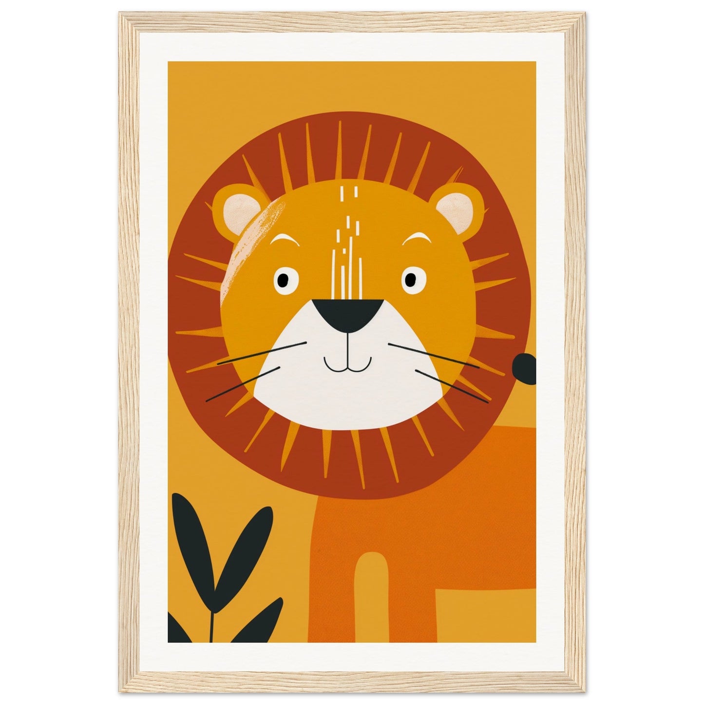 Poster Lion Bébé ( 30x45-cm-Bois-clair)