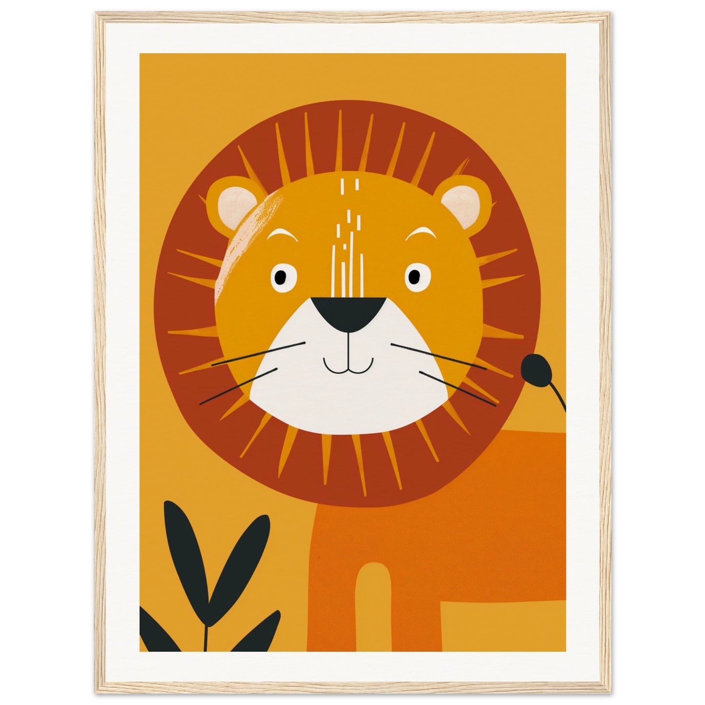 Poster Lion Bébé ( 60x80-cm-Bois-clair)