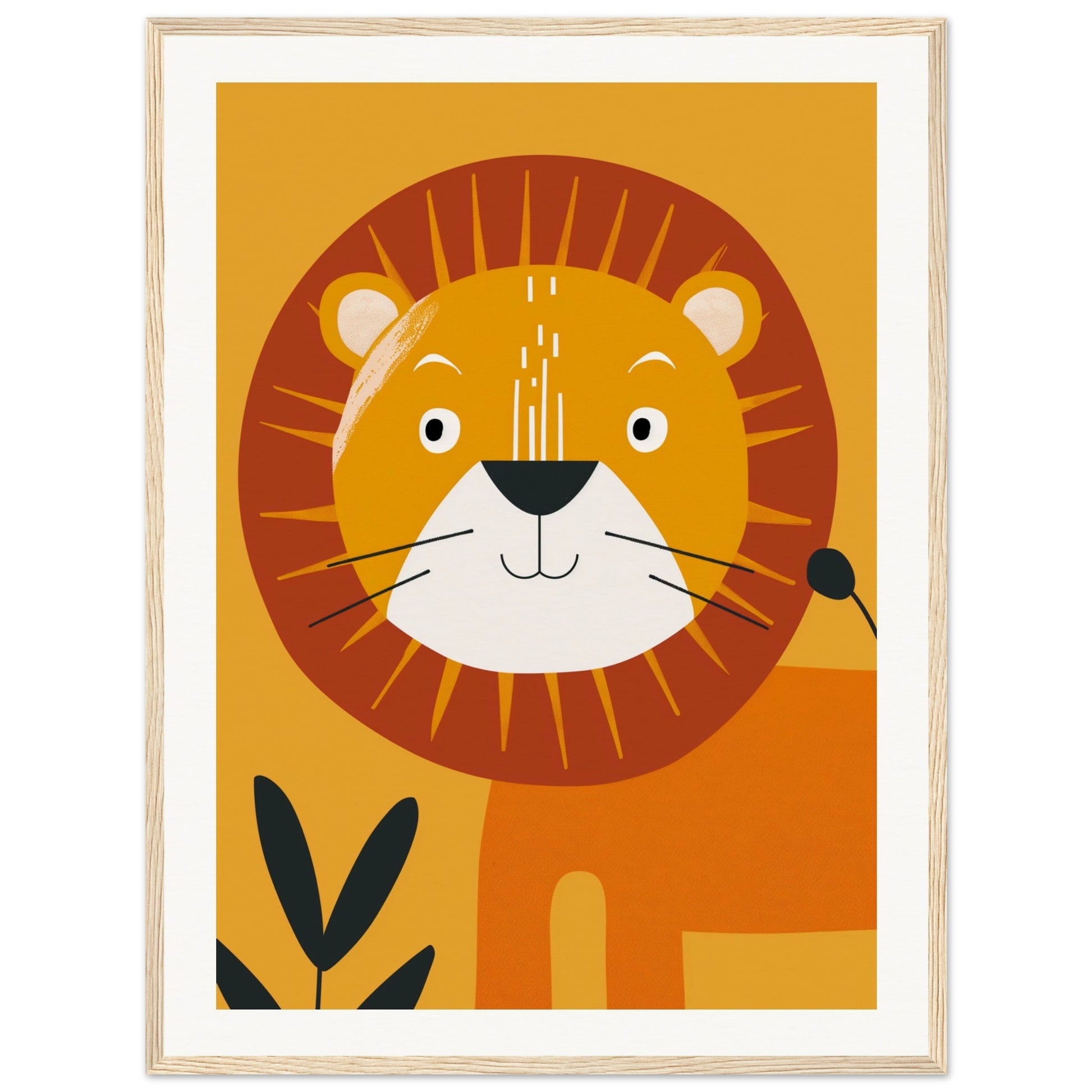 Poster Lion Bébé ( 60x80-cm-Bois-clair)