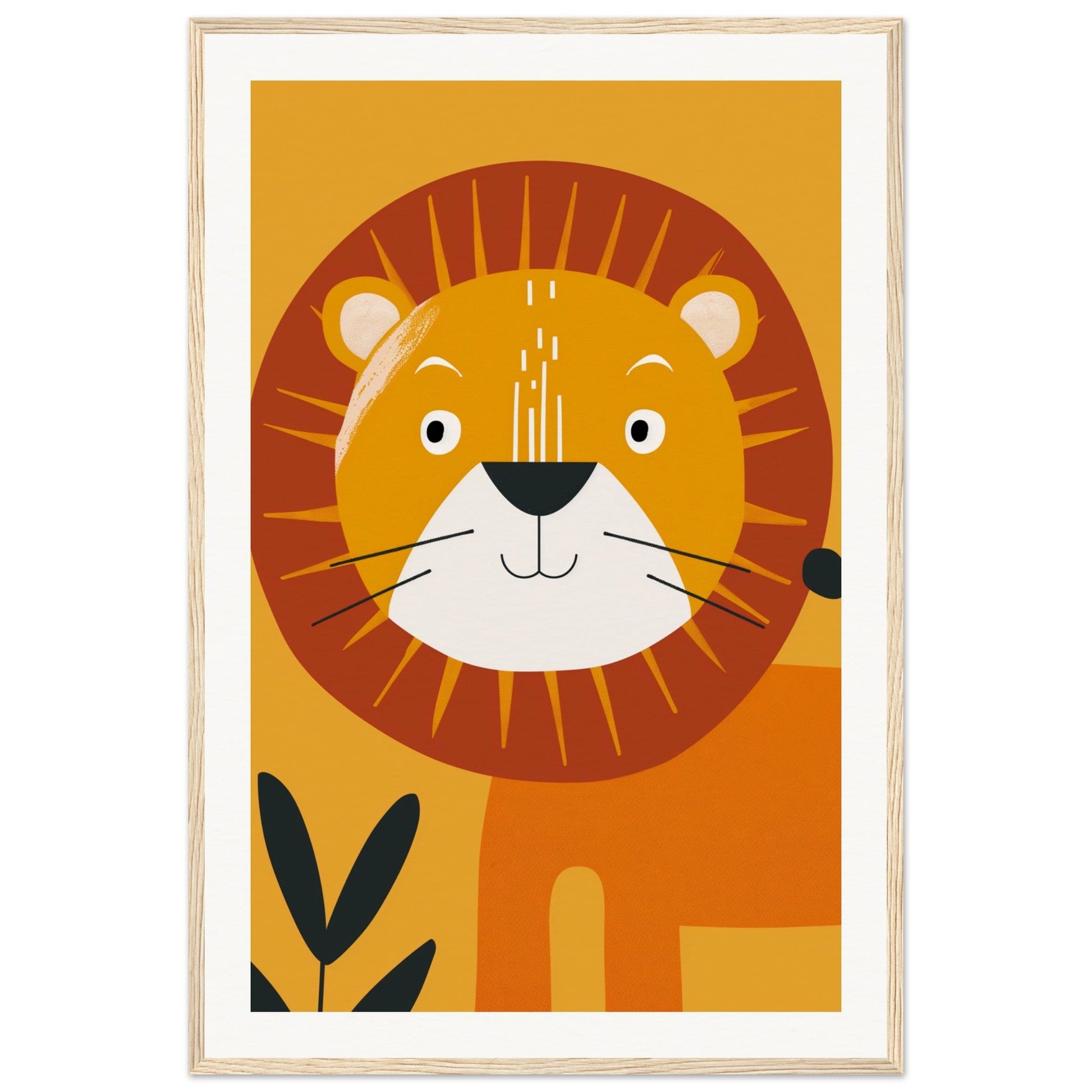 Poster Lion Bébé ( 60x90-cm-Bois-clair)