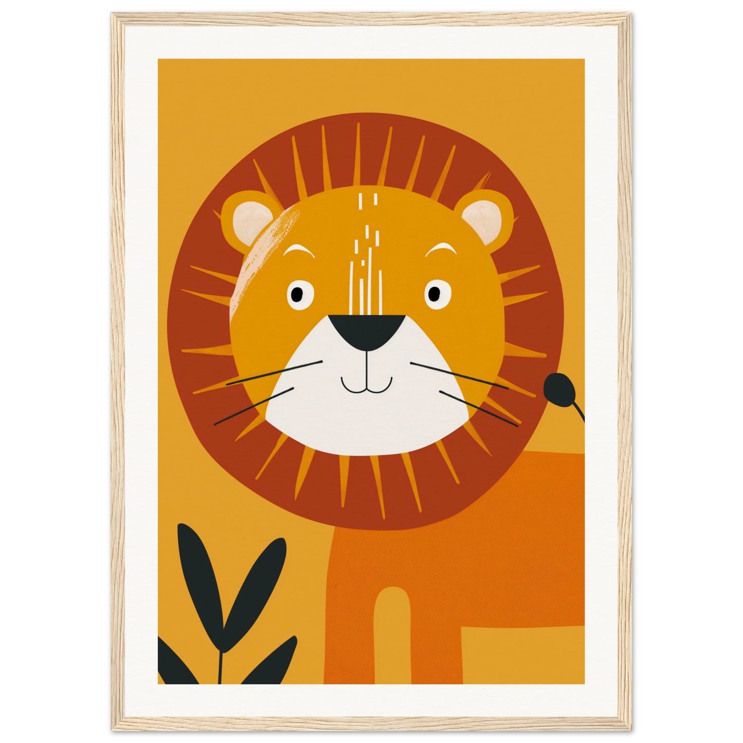 Poster Lion Bébé ( 50x70-cm-Bois-clair)