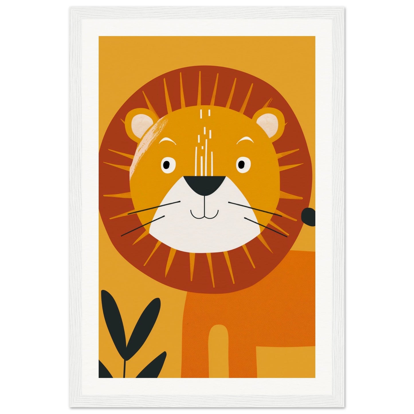 Poster Lion Bébé ( 30x45-cm-Bois-blanc)