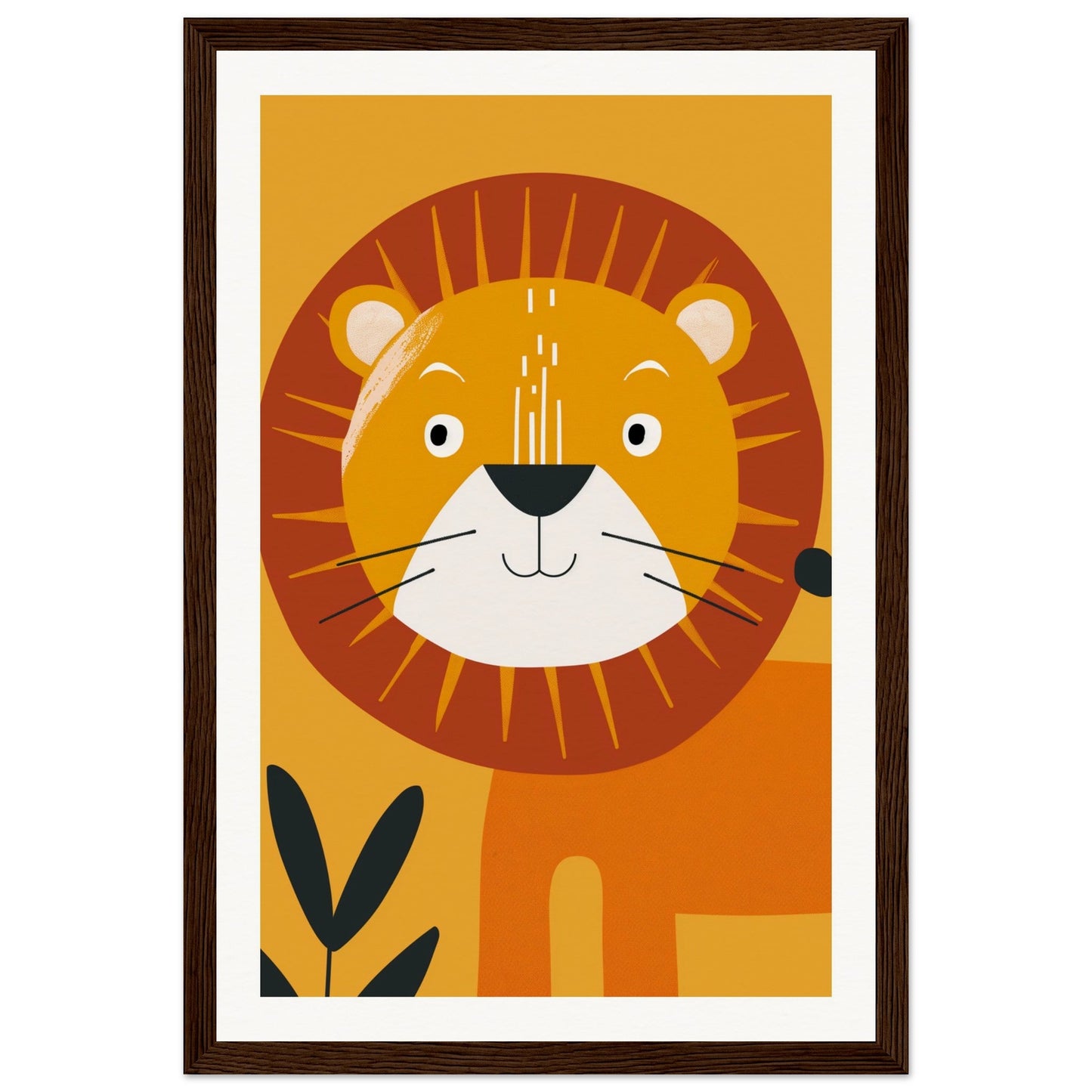 Poster Lion Bébé ( 30x45-cm-Bois-foncé)