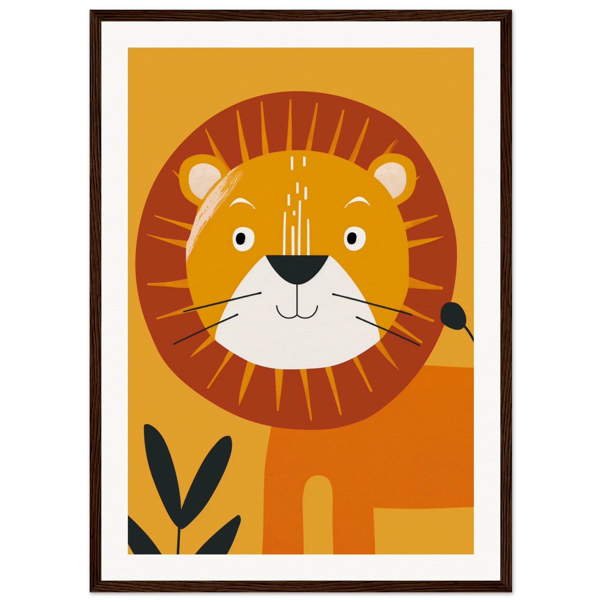 Poster Lion Bébé ( 50x70-cm-Bois-foncé)