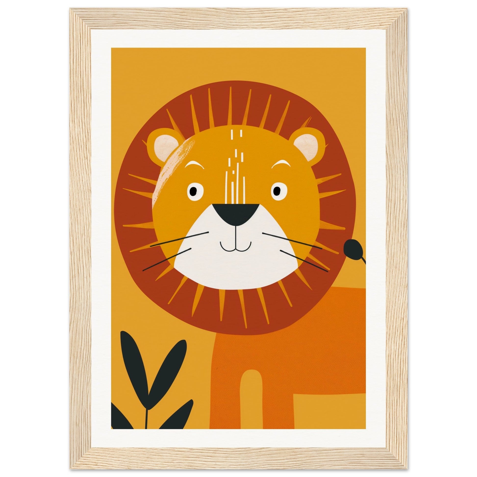 Poster Lion Bébé ( 21x29.7-cm-Bois-clair)