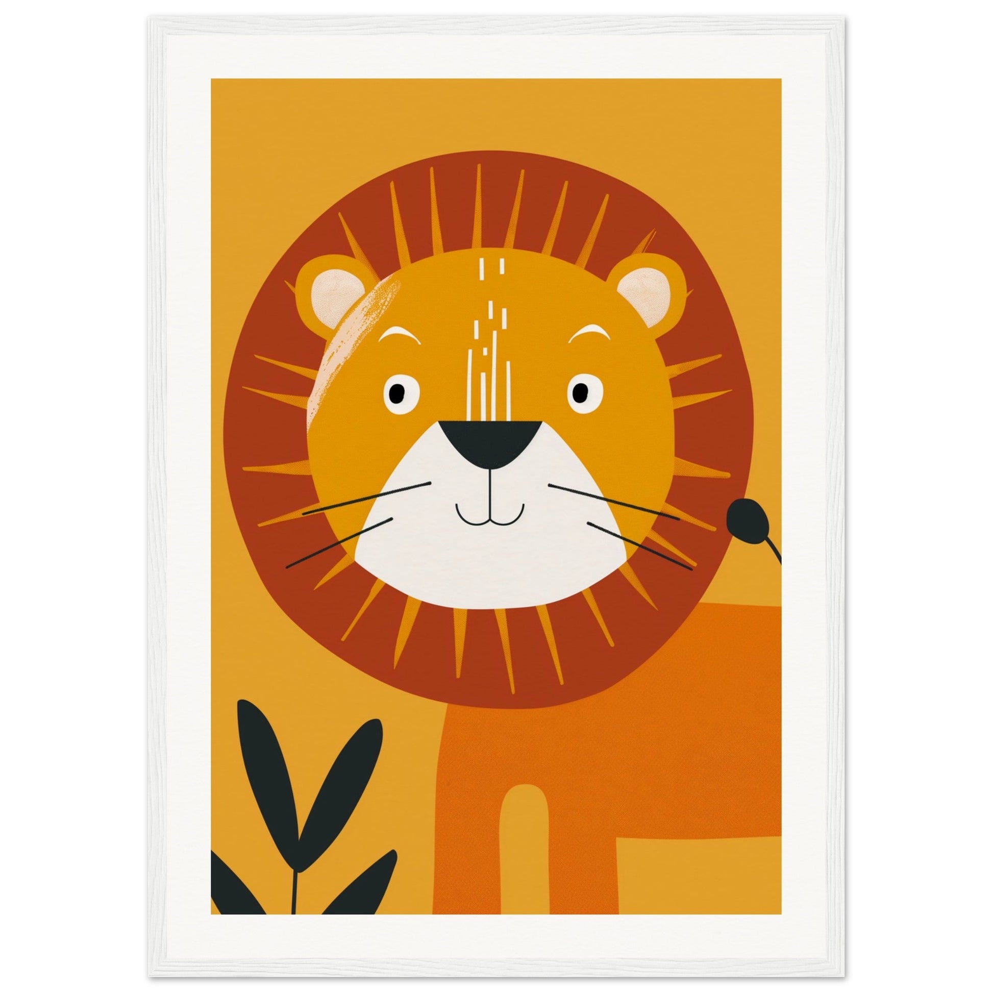 Poster Lion Bébé ( 50x70-cm-Bois-blanc)