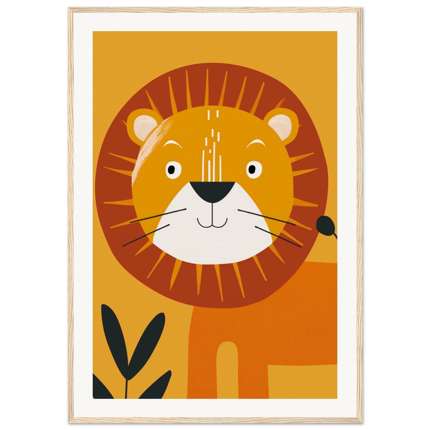 Poster Lion Bébé ( 70x100-cm-Bois-clair)