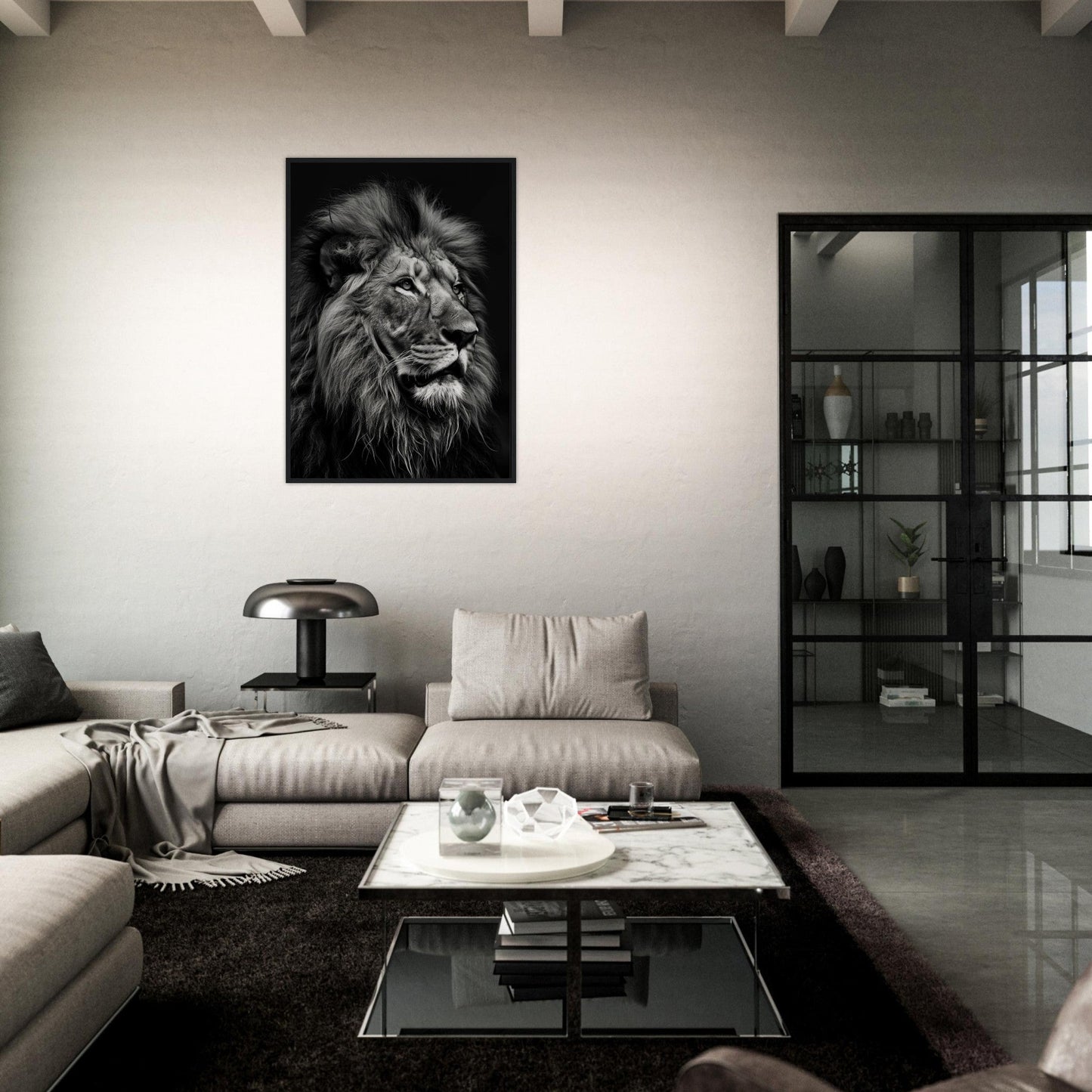 Poster Lion Noir et Blanc ( )