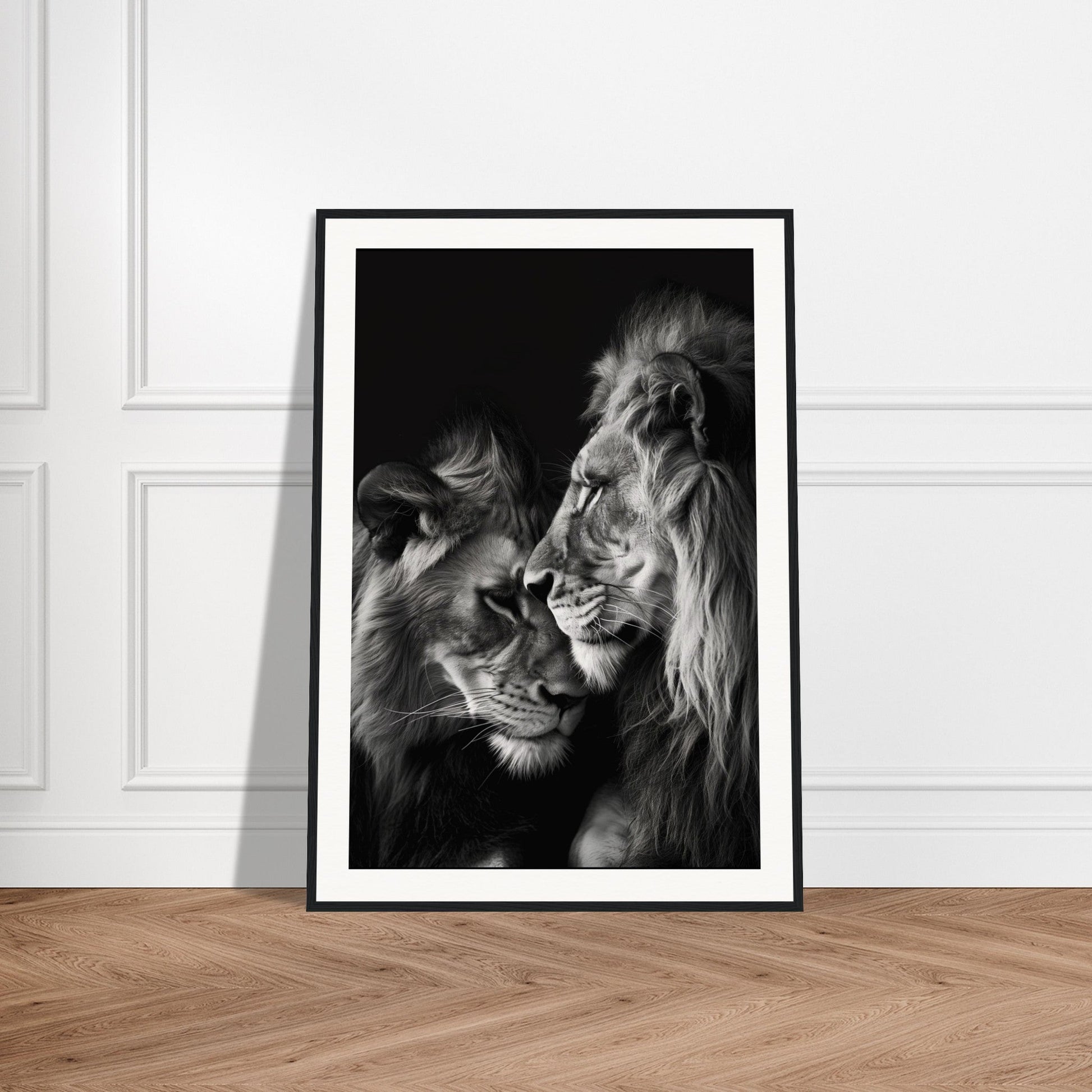 Poster Lion et Lionne Noir et Blanc ( )