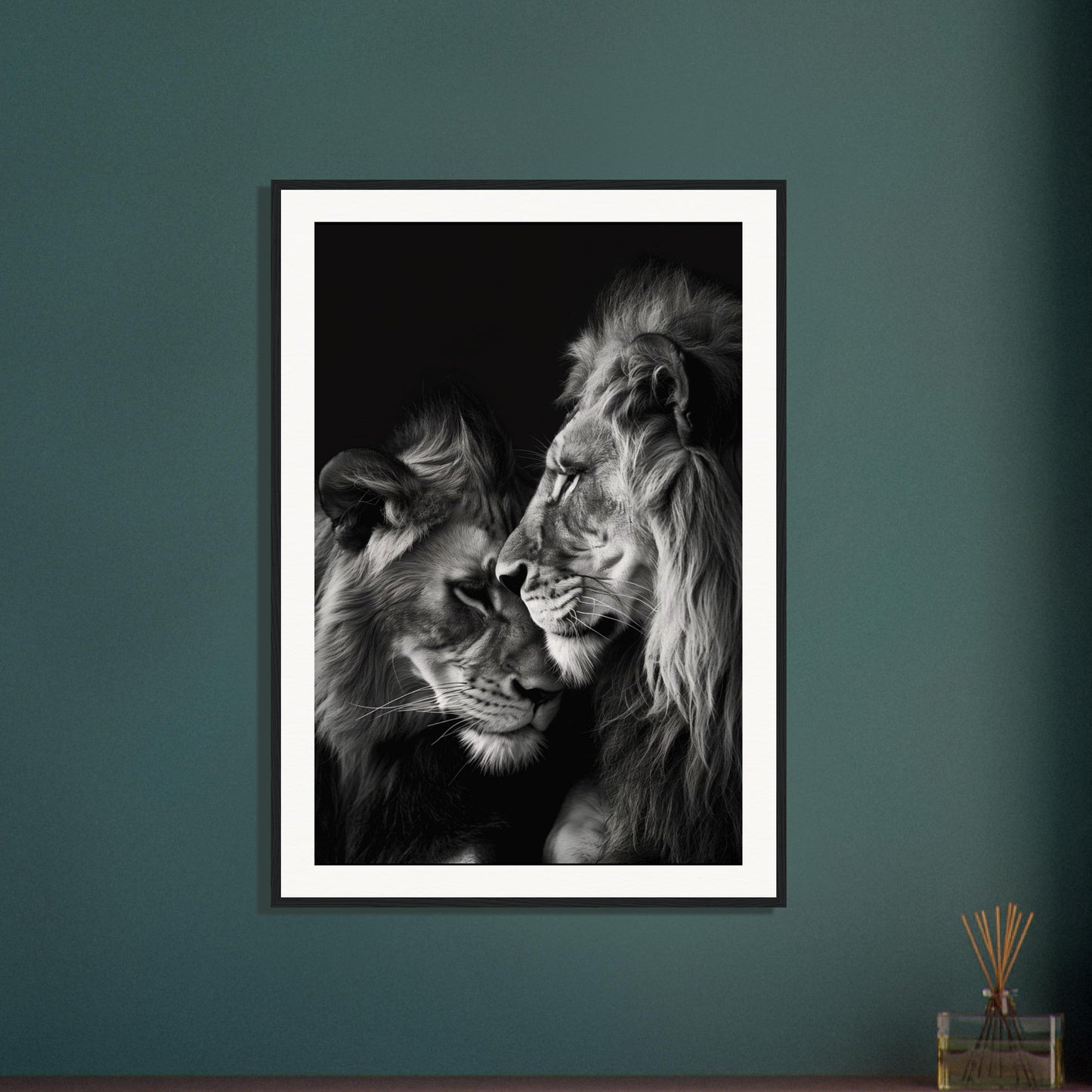 Poster Lion et Lionne Noir et Blanc ( )