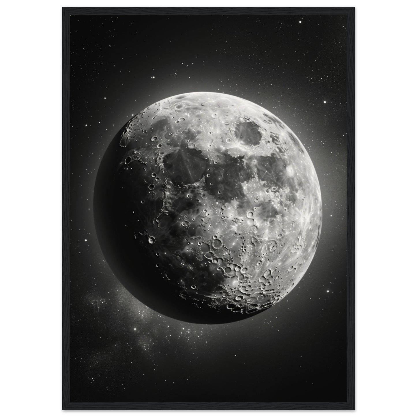 Poster Lune Noir et Blanc ( 50x70-cm-Bois-noir)