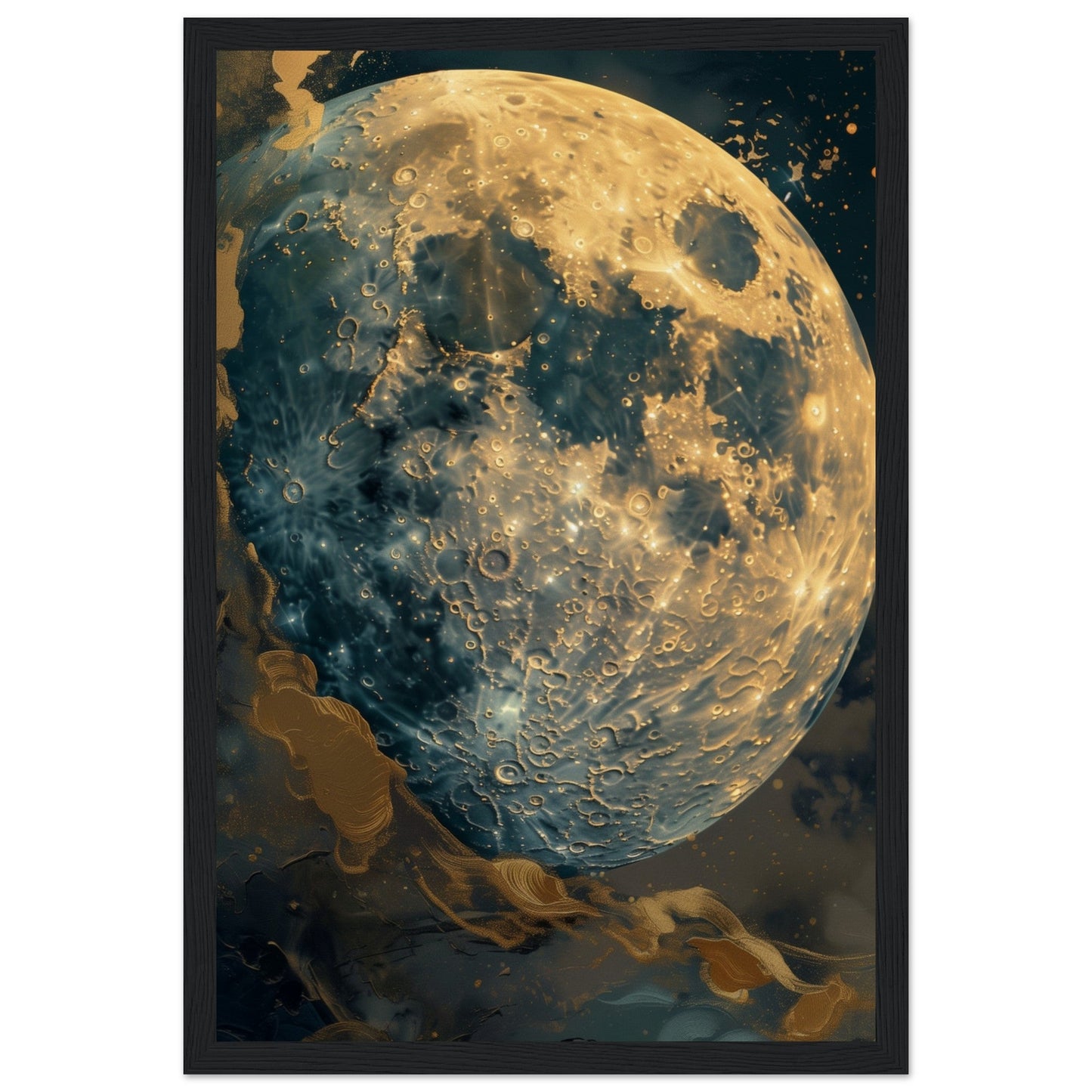 Poster Lune ( 30x45-cm-Bois-noir)