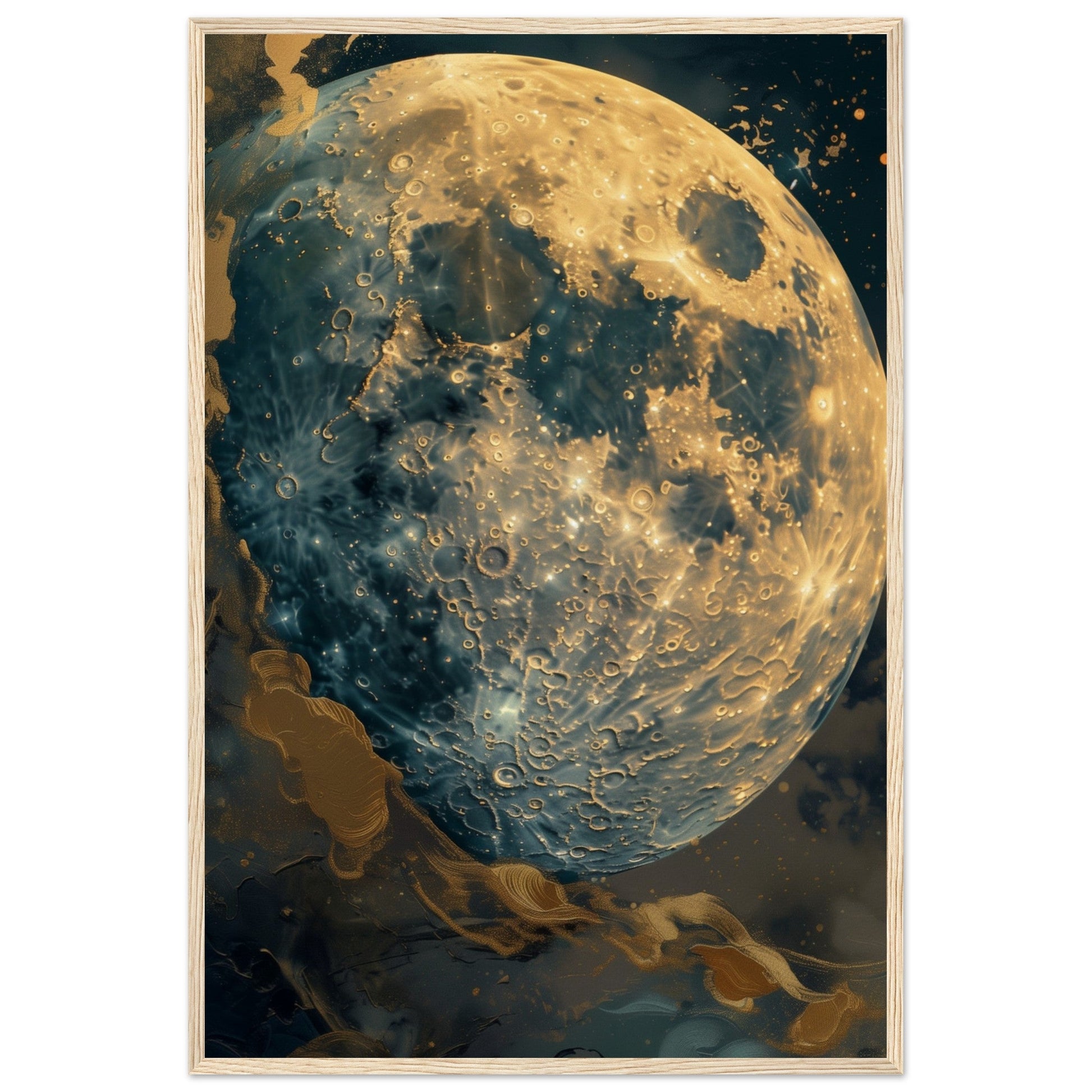 Poster Lune ( 60x90-cm-Bois-clair)