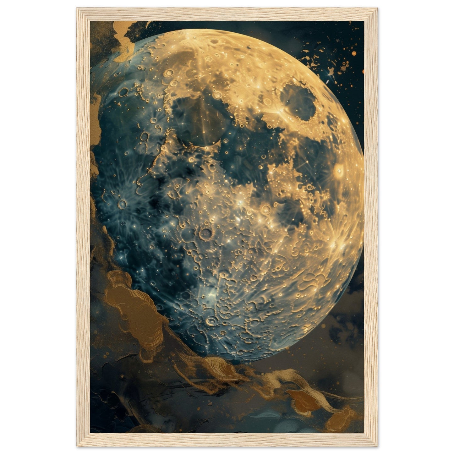 Poster Lune ( 30x45-cm-Bois-clair)