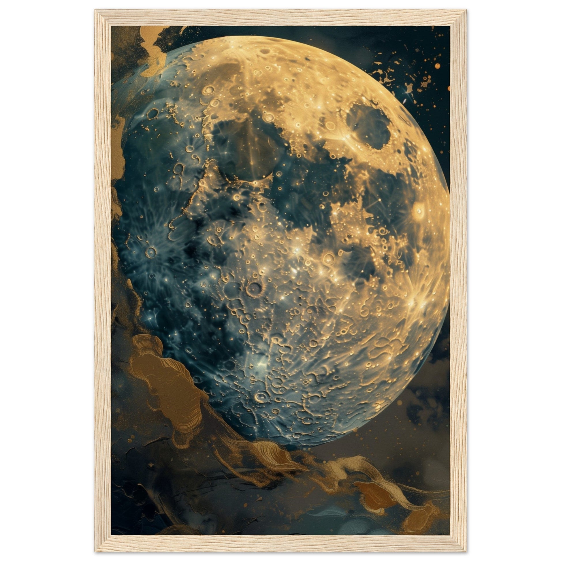 Poster Lune ( 30x45-cm-Bois-clair)