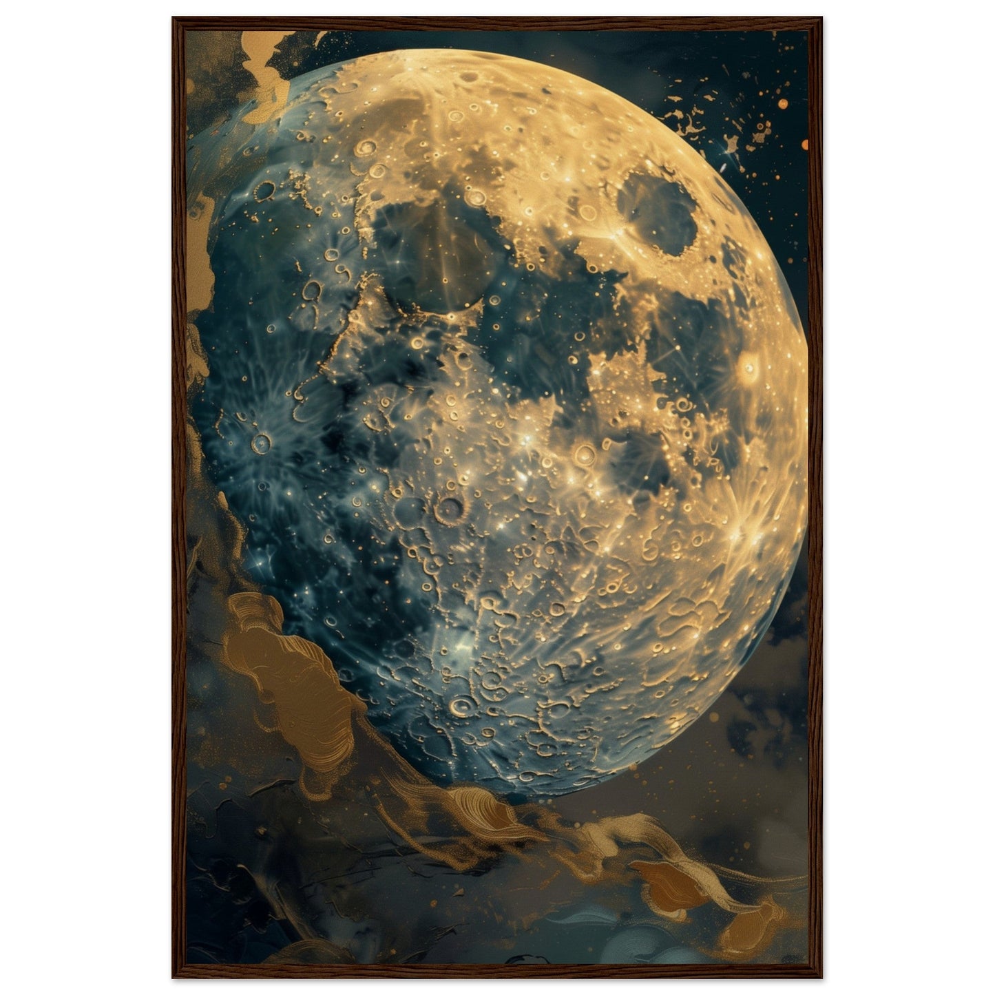 Poster Lune ( 60x90-cm-Bois-foncé)