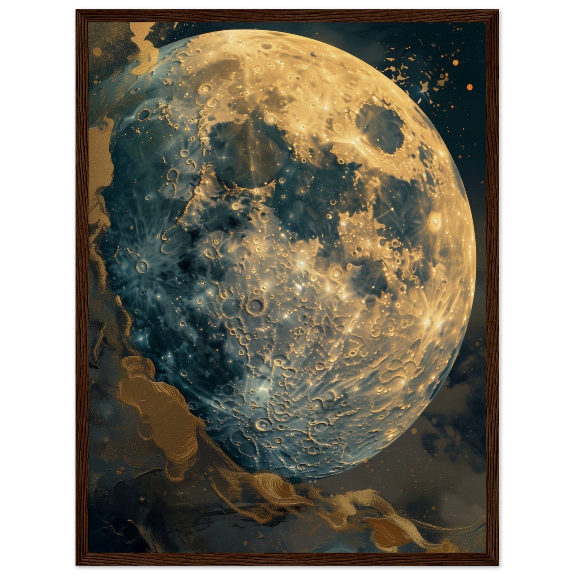 Poster Lune ( 45x60-cm-Bois-foncé)