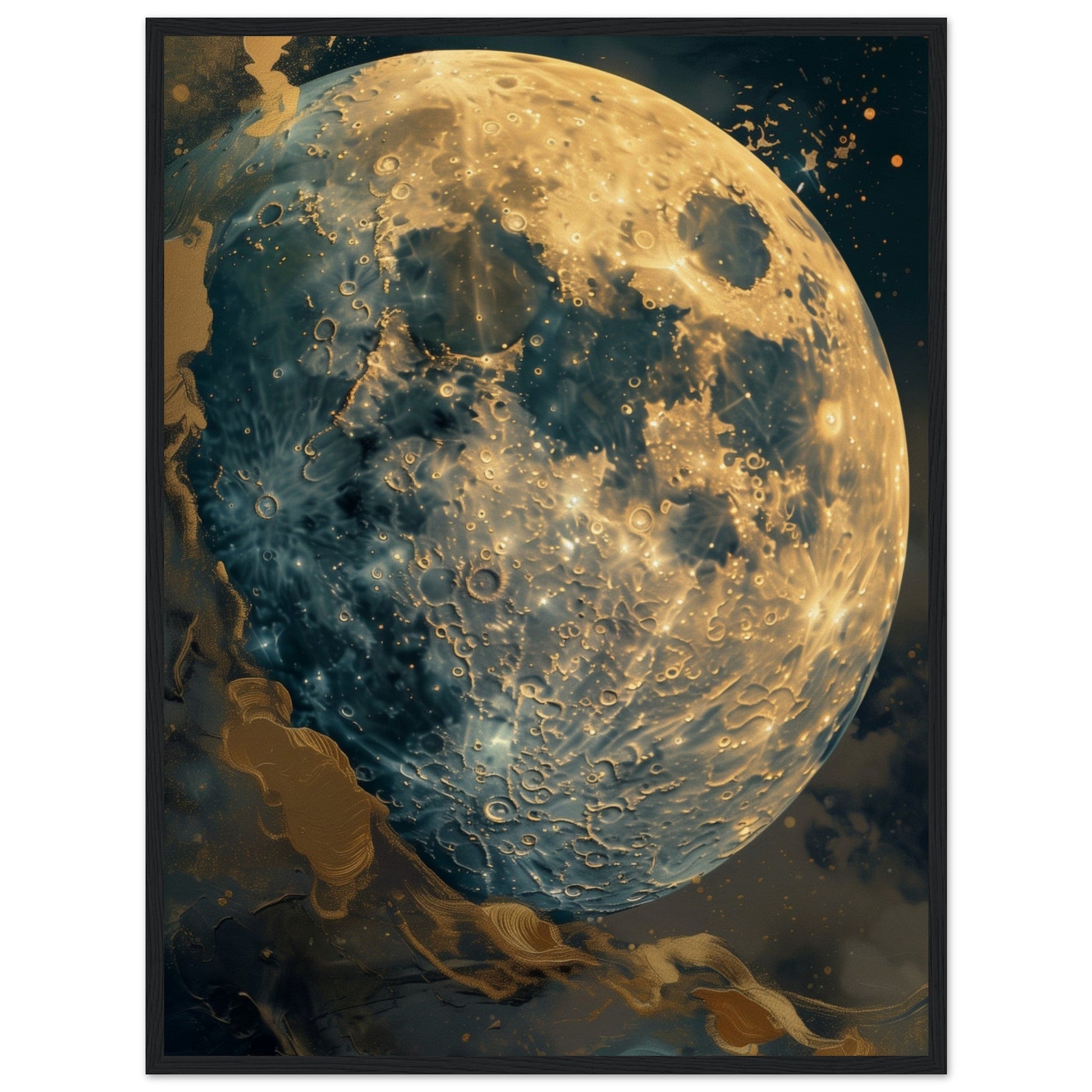 Poster Lune ( 60x80-cm-Bois-noir)