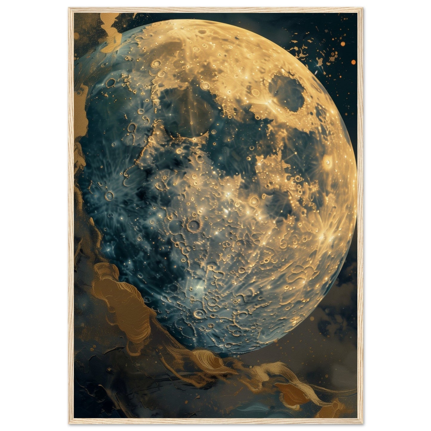 Poster Lune ( 70x100-cm-Bois-clair)