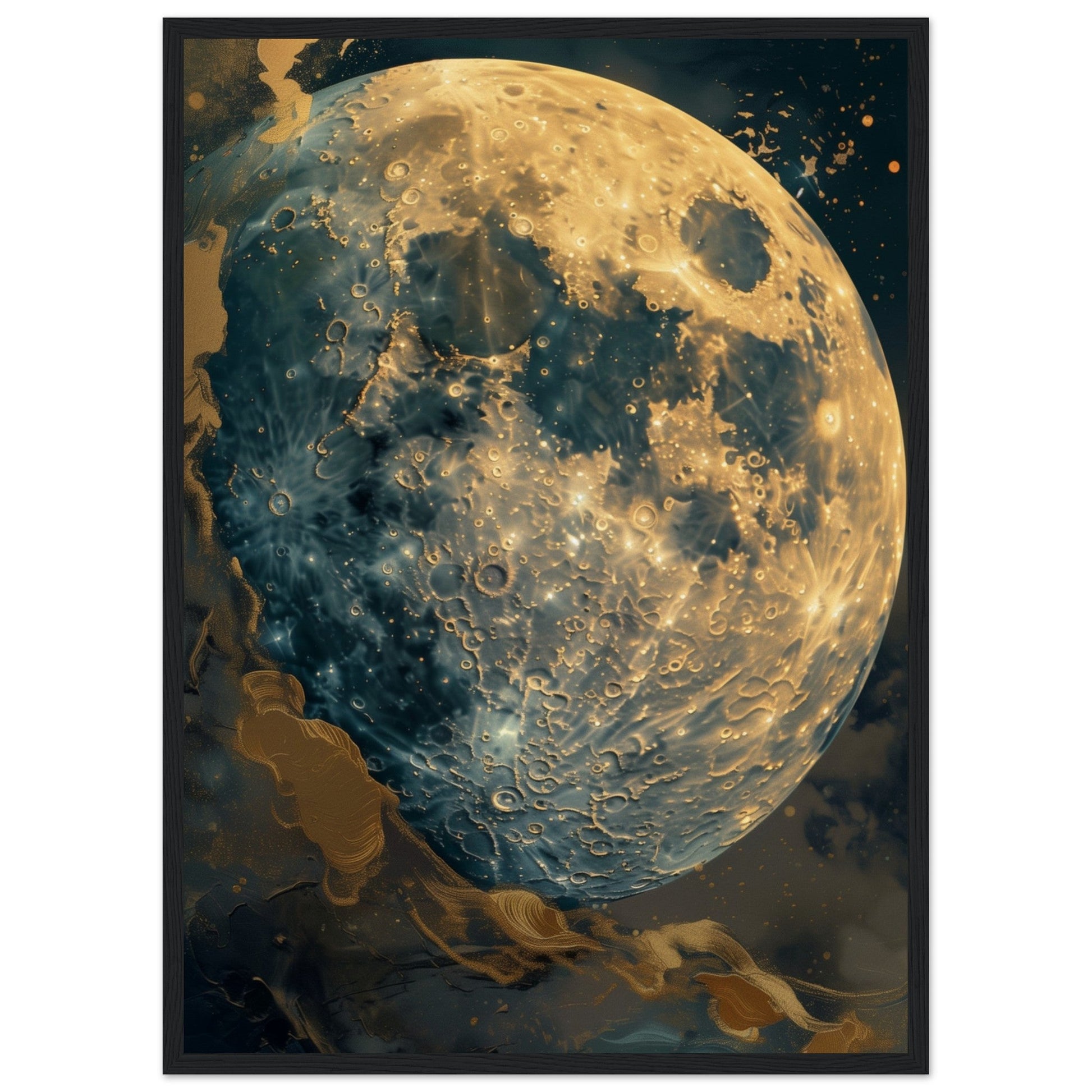 Poster Lune ( 50x70-cm-Bois-noir)