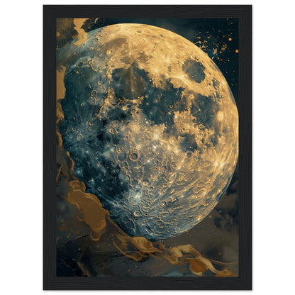 Poster Lune ( 21x29.7-cm-Bois-noir)