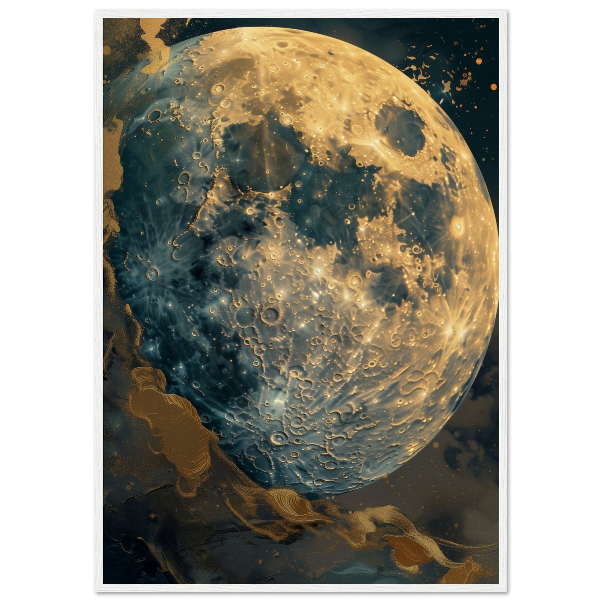 Poster Lune ( 70x100-cm-Bois-blanc)