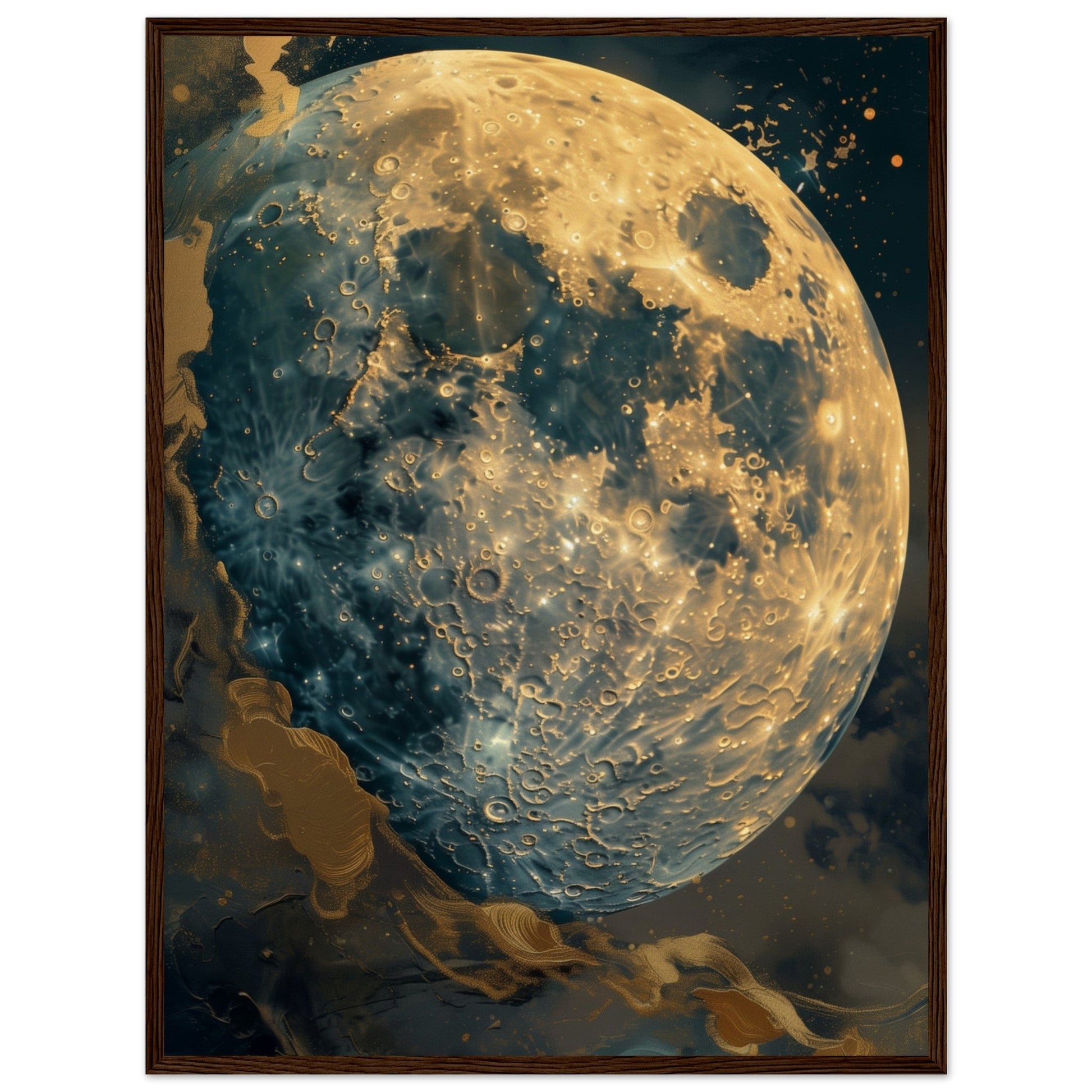 Poster Lune ( 60x80-cm-Bois-foncé)