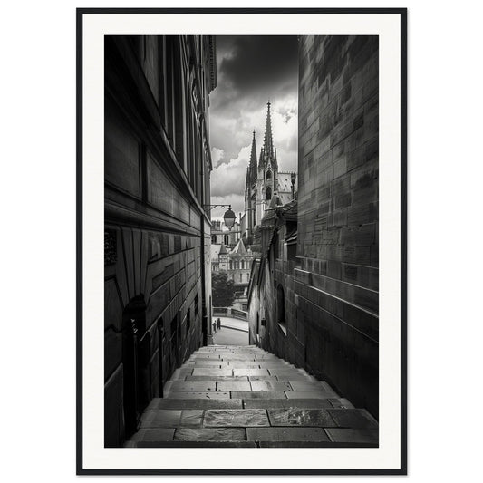 Poster Lyon Noir Et Blanc ( 70x100-cm-Bois-noir)