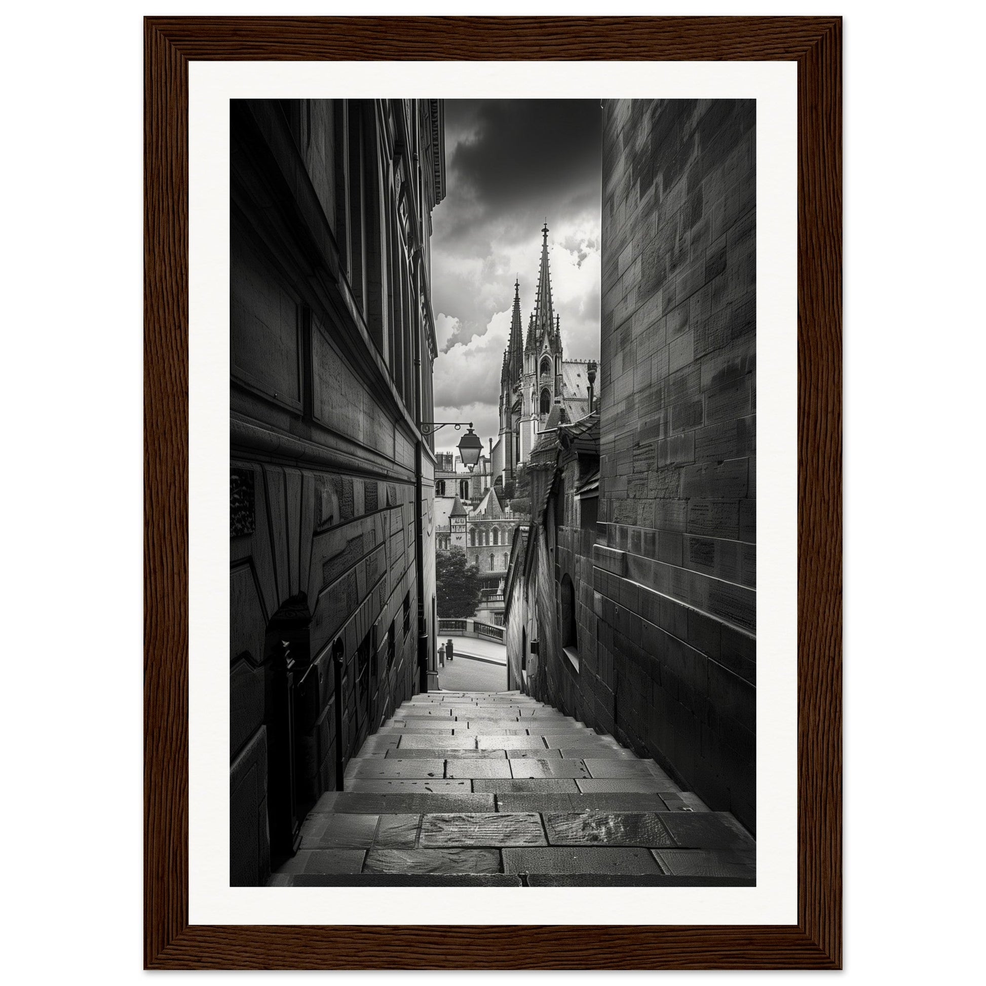 Poster Lyon Noir Et Blanc ( 21x29.7-cm-Bois-foncé)