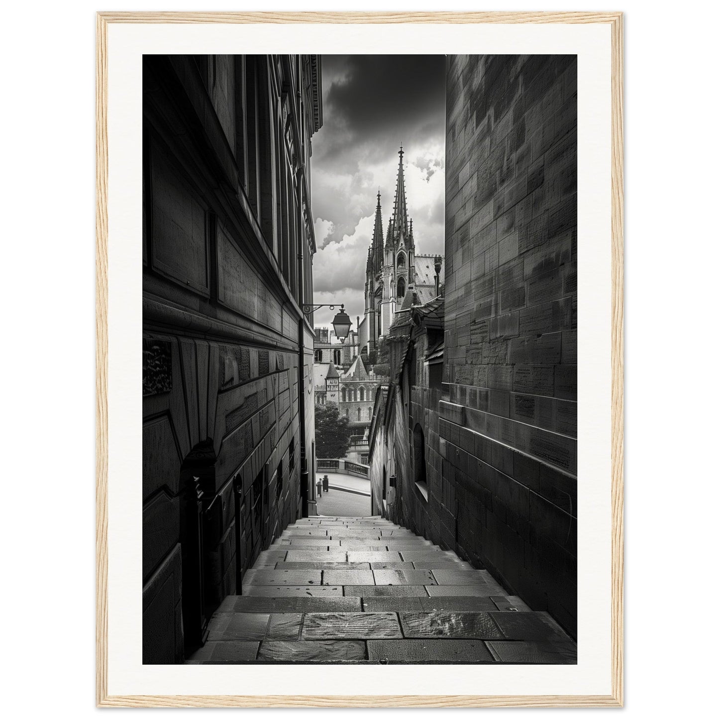 Poster Lyon Noir Et Blanc ( 60x80-cm-Bois-clair)