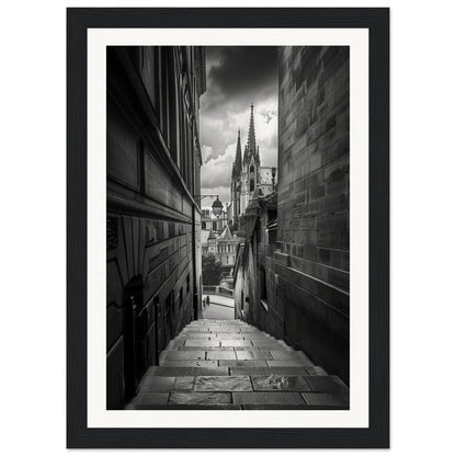 Poster Lyon Noir Et Blanc ( 21x29.7-cm-Bois-noir)